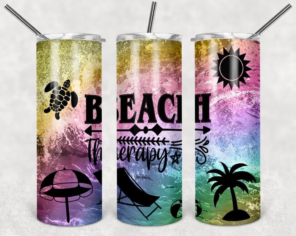 Beach Therapy (Watercolor)-Tumbler Sublimation Print