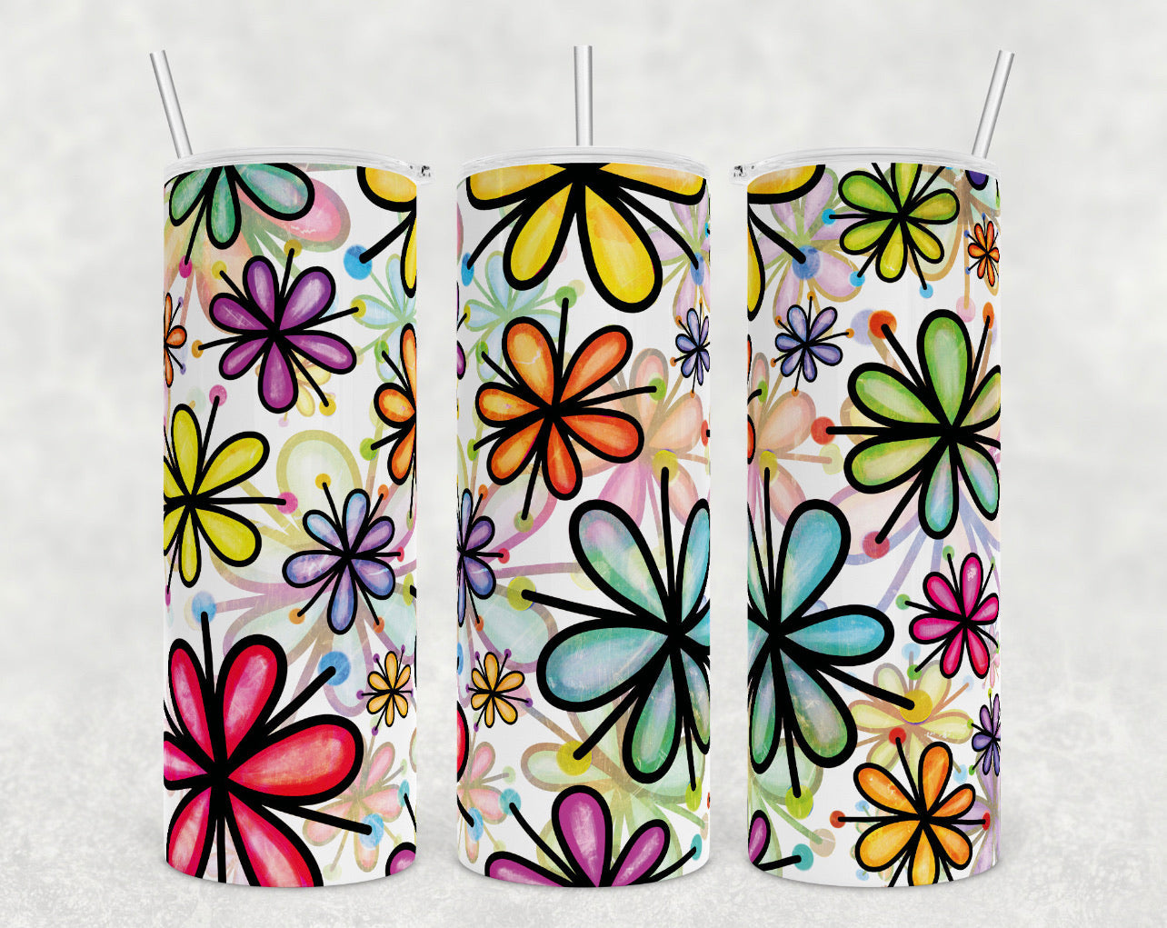 Colorful Floral-Tumbler Sublimation Print