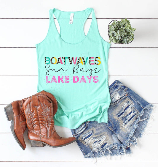 Boat Waves Sun Rays Lake Days-*DTF* Transfer