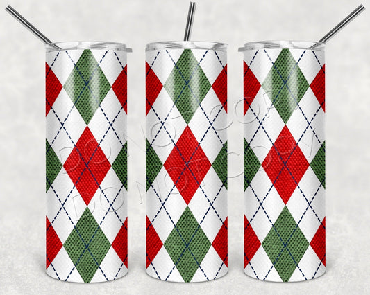 Christmas Argyle-Tumbler Sub Print