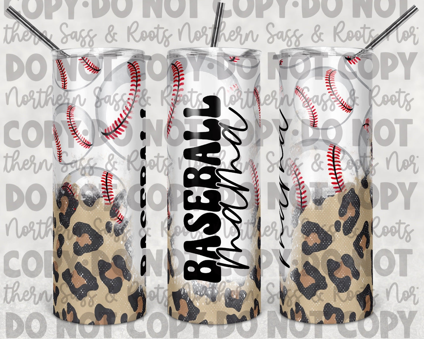 Leopard Baseball Mama (Vertical)-Tumbler Sublimation Transfer