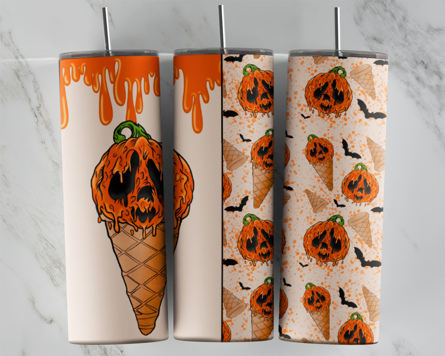 Pumpkin Drippy Ice Cream Cone: Tumbler Sub Print