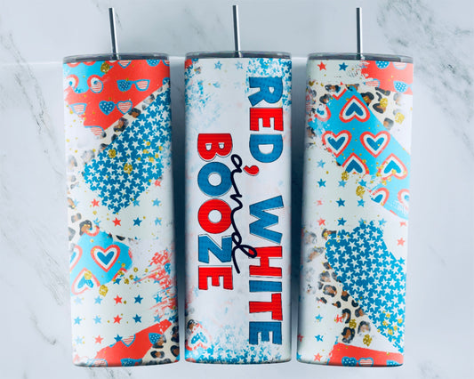 Red White and Booze: Tumbler  Sublimation Print